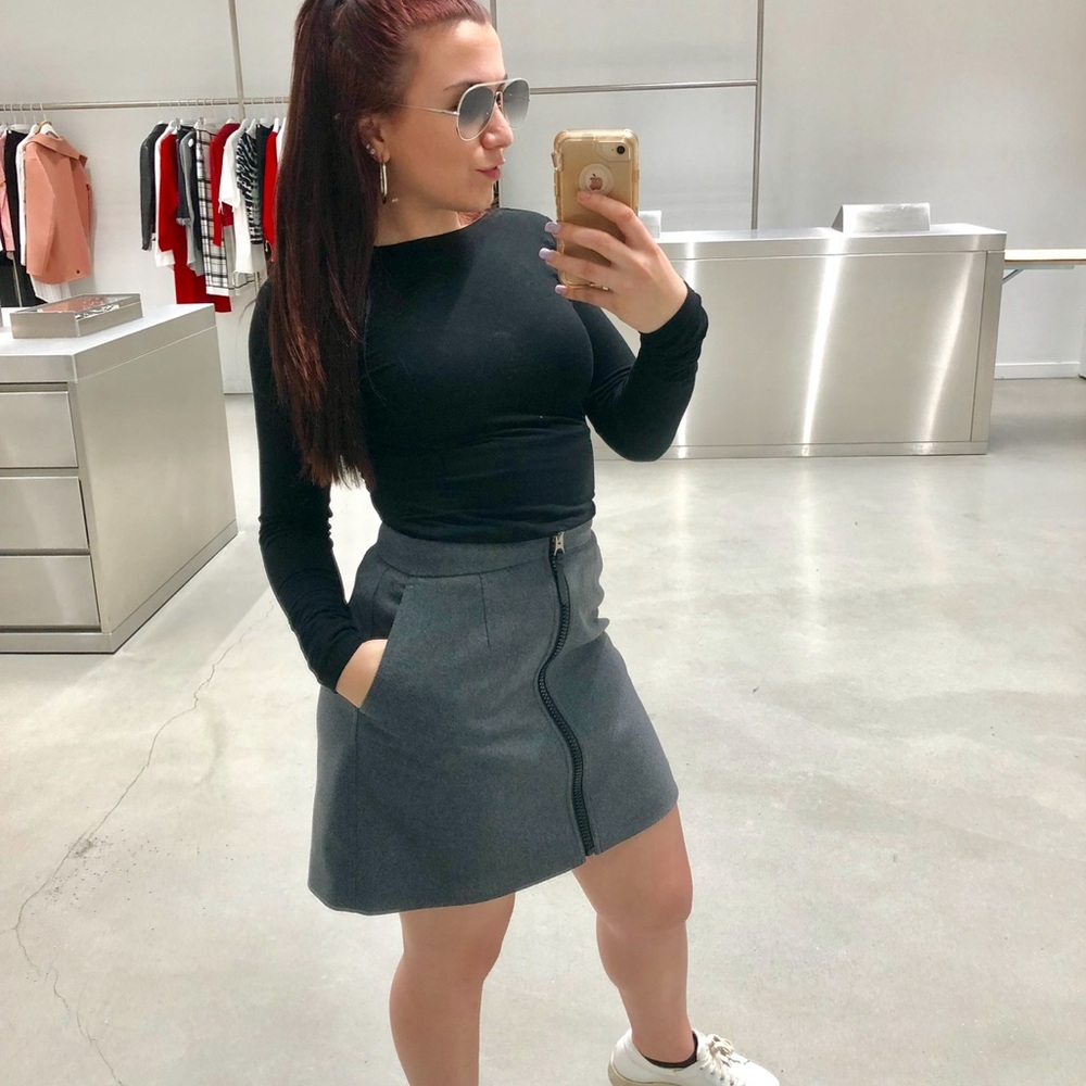 Acne studios grey zipper skirt